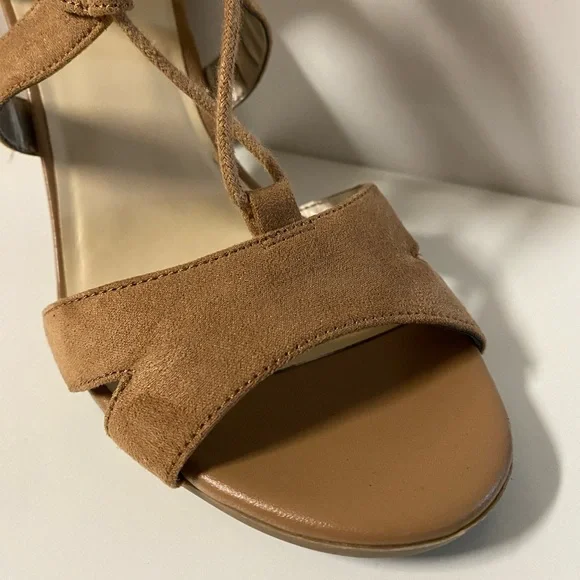 Francescas Collection Eliza Women’s 7 Lace Up Heels Open Toe Sandals Cut Out Tan - Picture 10 of 12